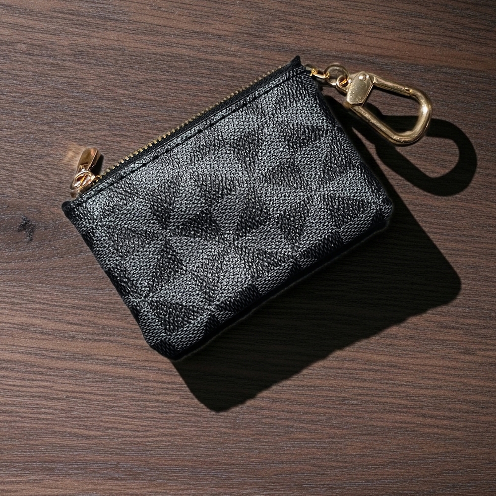 Elegant Black, Gray and Gold Women's Accessory Key Coin Pouch